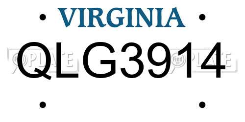 QLG3914 Virginia License Plate
