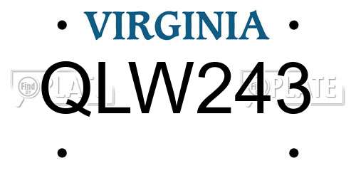 QLW243 Virginia License Plate