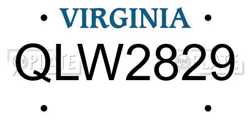 QLW2829 Virginia License Plate