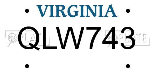QLW743 Virginia License Plate