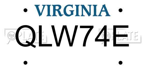 QLW74E Virginia License Plate
