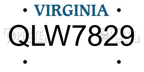 QLW7829 Virginia License Plate