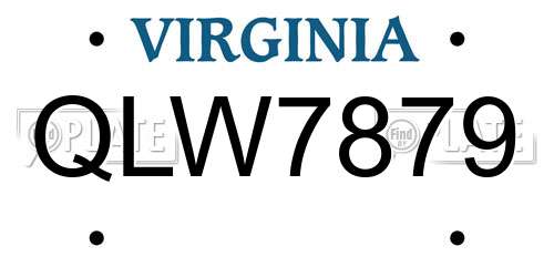 QLW7879 Virginia License Plate
