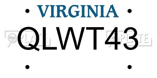 QLWT43 Virginia License Plate