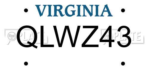 QLWZ43 Virginia License Plate