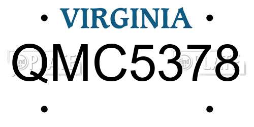 QMC5378 Virginia License Plate
