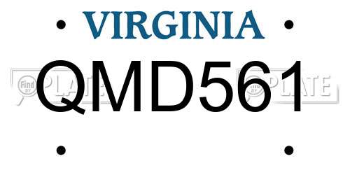 QMD561 Virginia License Plate