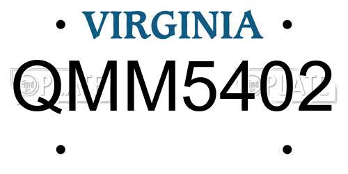 QMM5402 Virginia License Plate