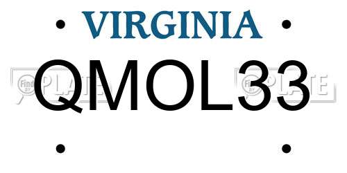 QMOL33 Virginia License Plate