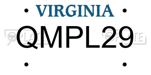 QMPL29 Virginia License Plate