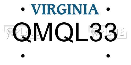 QMQL33 Virginia License Plate