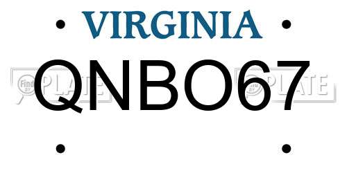 QNBO67 Virginia License Plate