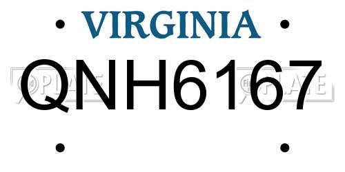 QNH6167 Virginia License Plate