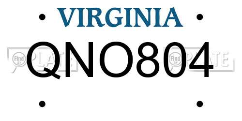 QNO804 Virginia License Plate