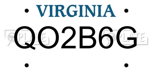 QO2B6G Virginia License Plate