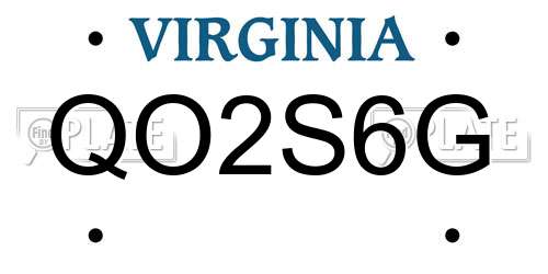 QO2S6G Virginia License Plate