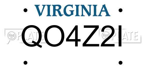 QO4Z2I Virginia License Plate