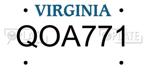 QOA771 Virginia License Plate