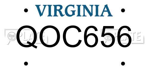 QOC656 Virginia License Plate