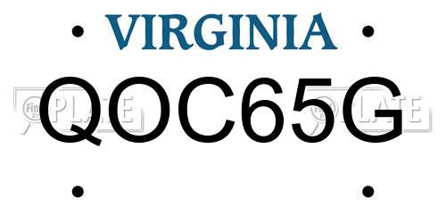 QOC65G Virginia License Plate