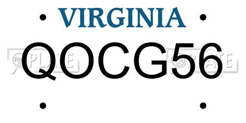 QOCG56 Virginia License Plate
