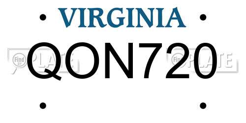 QON720 Virginia License Plate