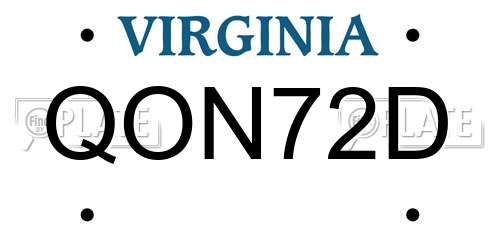 QON72D Virginia License Plate