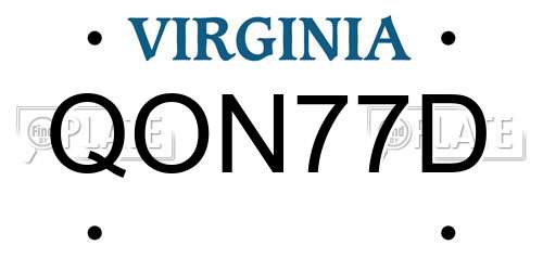 QON77D Virginia License Plate