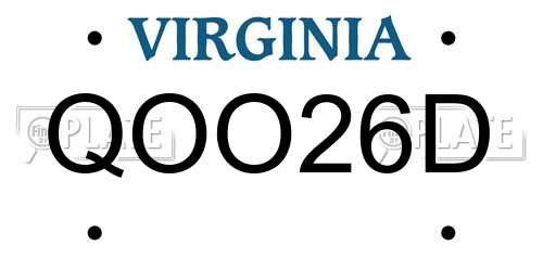 QOO26D Virginia License Plate