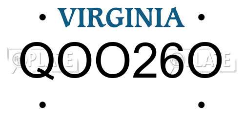 QOO26O Virginia License Plate
