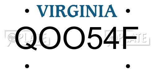QOO54F Virginia License Plate