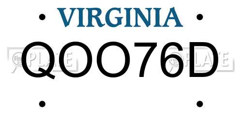 QOO76D Virginia License Plate