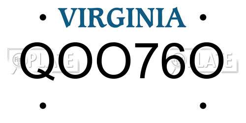 QOO76O Virginia License Plate