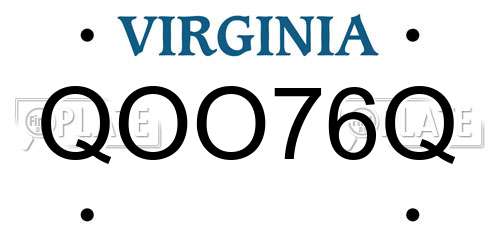 QOO76Q Virginia License Plate