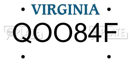 QOO84F Virginia License Plate