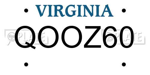 QOOZ60 Virginia License Plate
