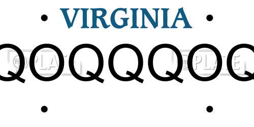 QOQQQOQ Virginia License Plate