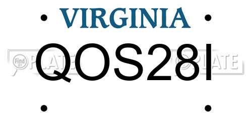 QOS28I Virginia License Plate