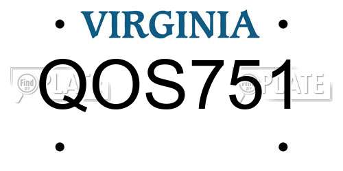 QOS751 Virginia License Plate