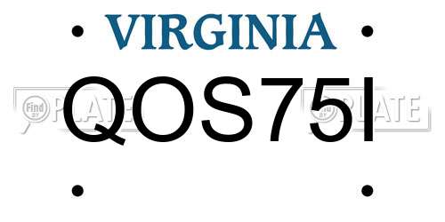 QOS75I Virginia License Plate