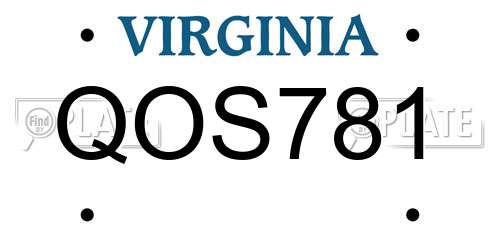 QOS781 Virginia License Plate