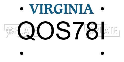 QOS78I Virginia License Plate
