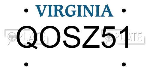 QOSZ51 Virginia License Plate