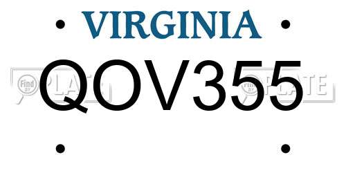 QOV355 Virginia License Plate
