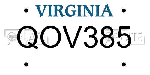 QOV385 Virginia License Plate