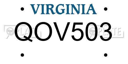 QOV503 Virginia License Plate