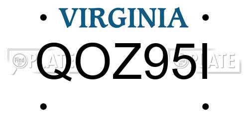 QOZ95I Virginia License Plate