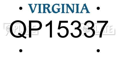 QP15337 Virginia License Plate