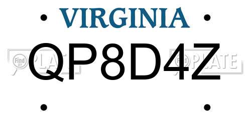 QP8D4Z Virginia License Plate