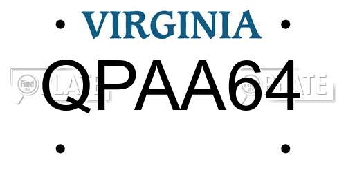 QPAA64 Virginia License Plate